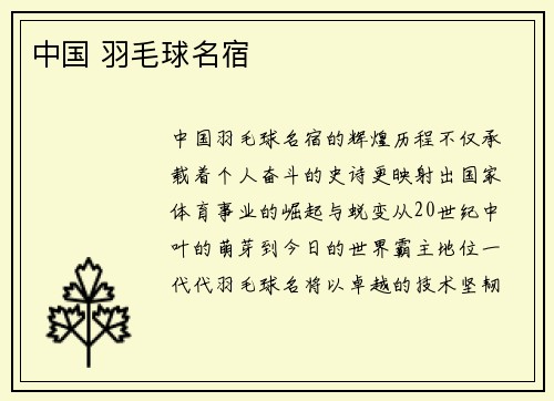中国 羽毛球名宿