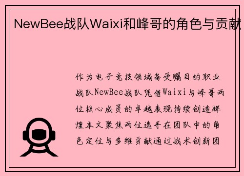 NewBee战队Waixi和峰哥的角色与贡献